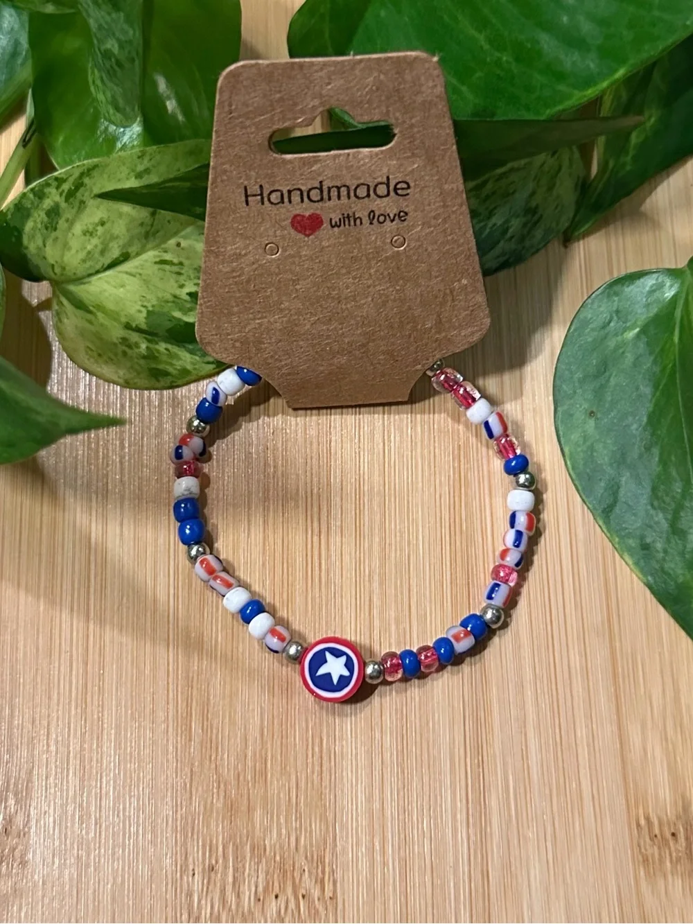 🦸‍♂️ Kids’ Superhero Stretchy Beaded Bracelet | Handmade | Clay Superhero Charm